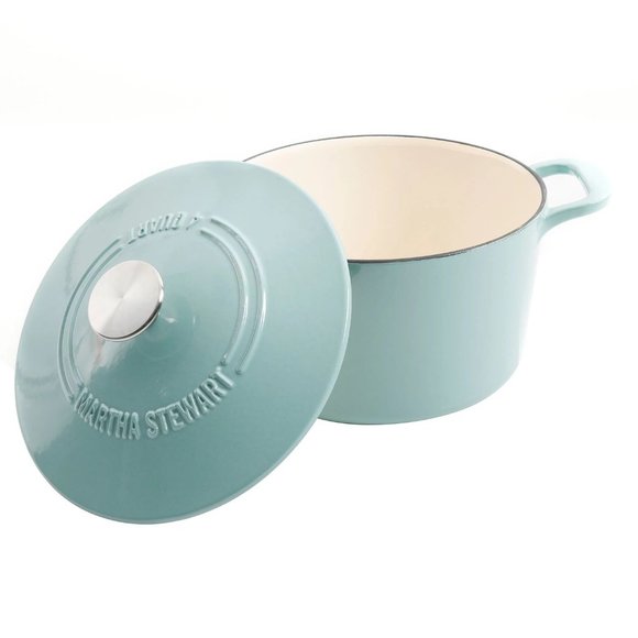 Martha Stewart 7-Quart Enamel Blue Cast Iron Dutch Oven - Picture 1 of 8